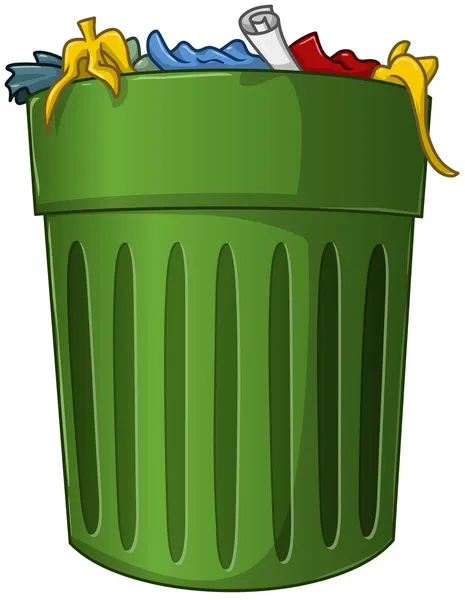 Trash Can with Trash Inside — Stock Vector