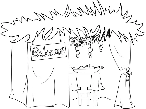 Sukkah pour Sukkot Coloriage — Image vectorielle