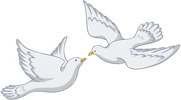 Palomas blancas volando juntas — Vector de stock