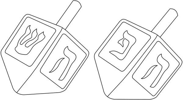 Hanukkah Dreidel Disegno da colorare — Vettoriale Stock