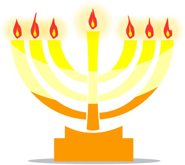 Menora εβραϊκή λαμπτήρων με φώτα — Διανυσματικό Αρχείο