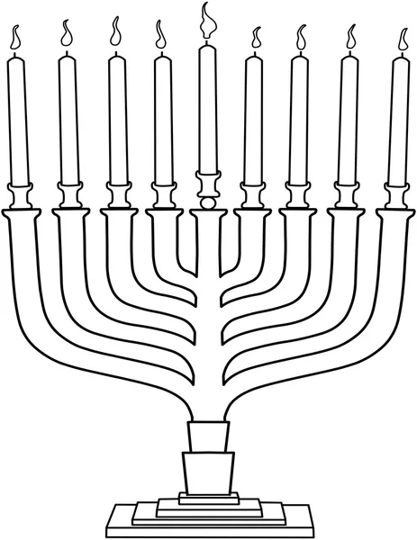 Hanukkah Lamp Hanukkiah Coloring Page — Stock Vector