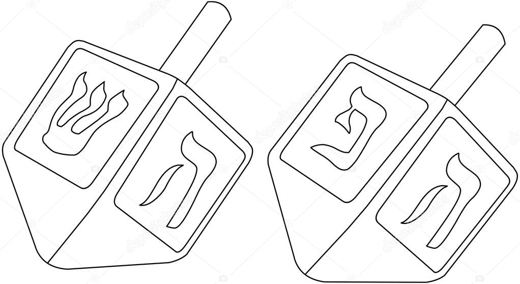 Hanukkah Dreidel Kleurplaat Stockvector Lironpeer 39720457
