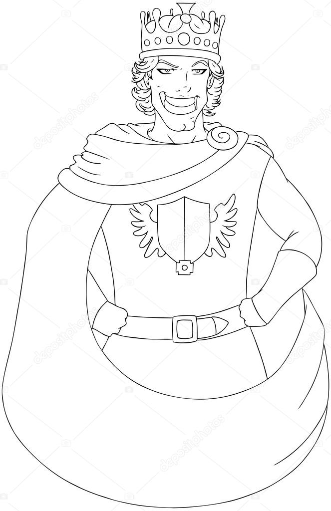 Young King With Crown Coloring Page