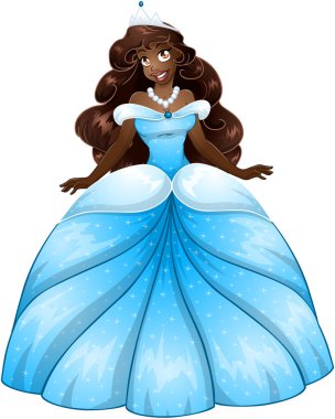 mavi elbiseli Afrikalı Prenses