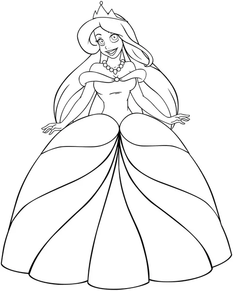 Caucasien princesse coloriage page — Image vectorielle