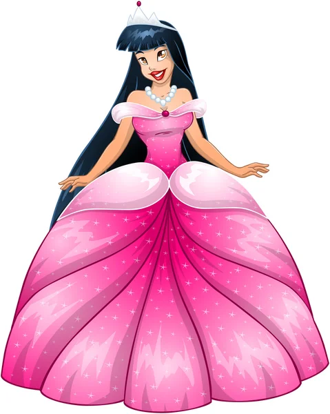 亚洲的公主，在粉红色的连衣裙 — 图库矢量图片