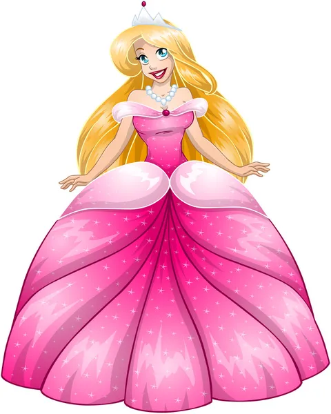 Princesa rubia en vestido rosa — Vector de stock