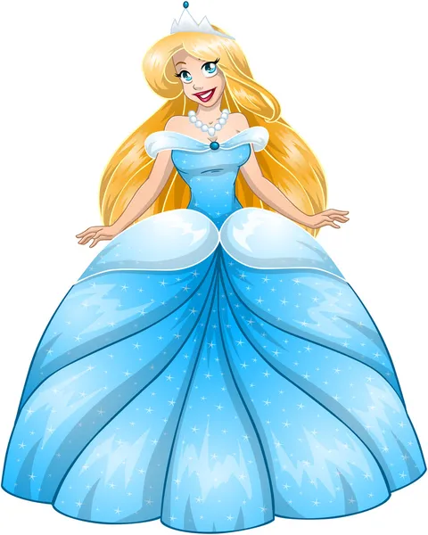 Princesse blonde en robe bleue — Image vectorielle