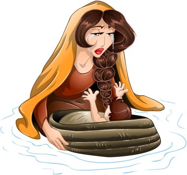 Moses Placed In Water By His Mother clipart