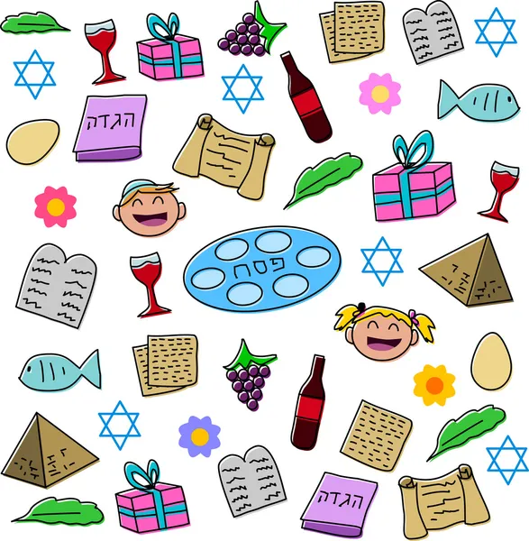 Passover Holiday Symbols Pack — Stock Vector