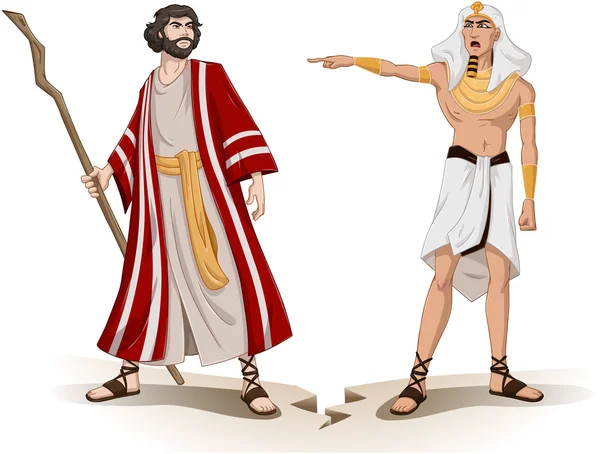 Pharaoh Sends Moses Away For Passover — Stock Vector