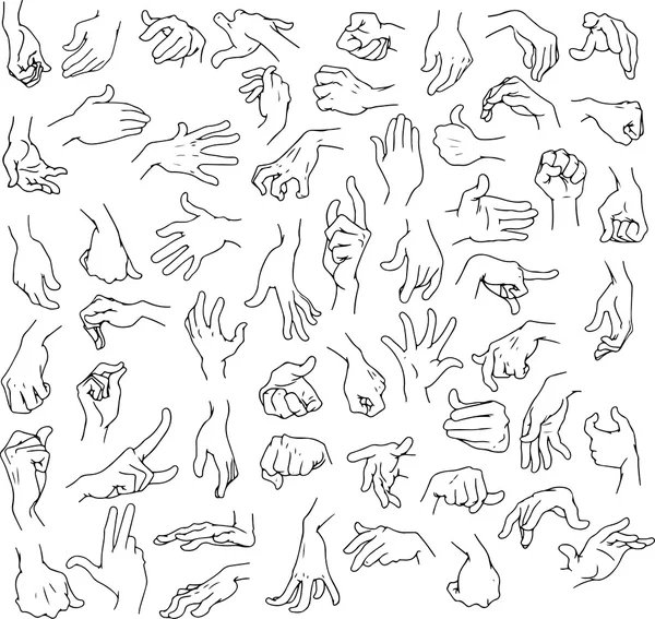 Man Hands Pack Lineart — Stock Vector