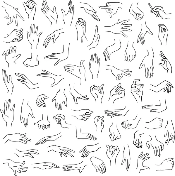 Manos de mujer Pack Lineart — Vector de stock