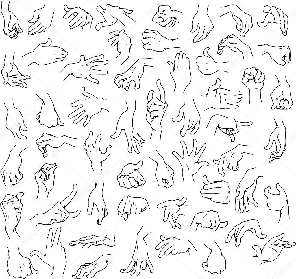 Man Hands Pack Lineart — Stock Vector © LironPeer 45157009