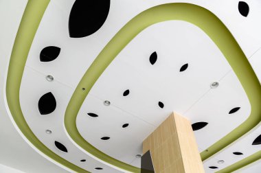 Fluorescent lamps on the modern ceiling. Interior idea concept.
