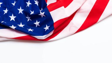 American flag on white background for Memorial Day, fourth of July, Labour Day