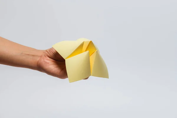 Close Hand Paper Fortune Teller Isolated White Background — Stock Photo, Image