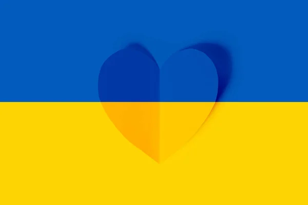 Stop War Ukraine Concept Heart Ukrainian Flag Background — 图库照片