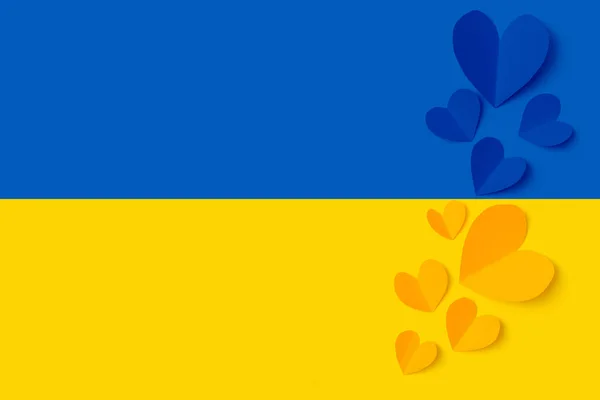 Stop Oorlog Oekraïne Concept Met Hart Ziel Oekraïense Vlag Achtergrond — Stockfoto
