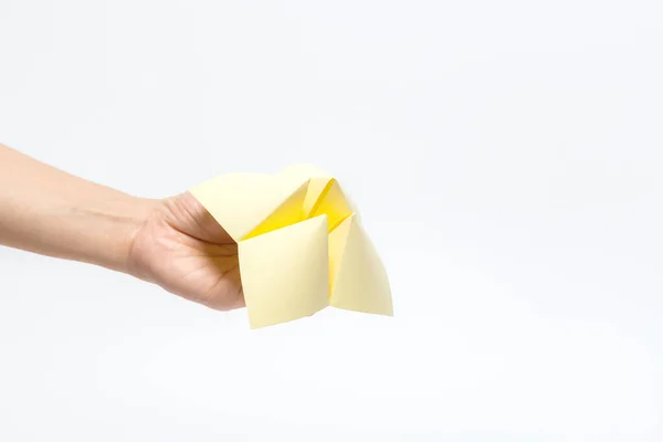 Close Hand Paper Fortune Teller Isolated White Background — Stock Photo, Image