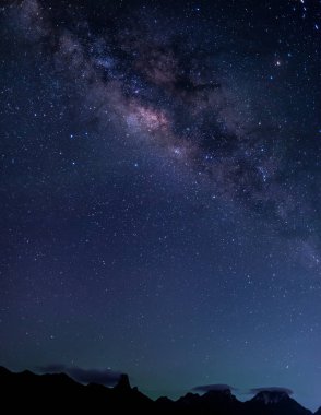Samanyolu ve Khao Sam ROI Yod Milli Parkı, Tayland gece gökyüzünde yıldızlar