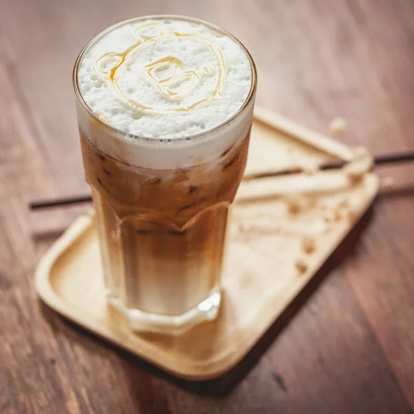 Cup Ice Coffee Instagram Vintage Filter Effect Selective Focusing — Stock Photo, Image