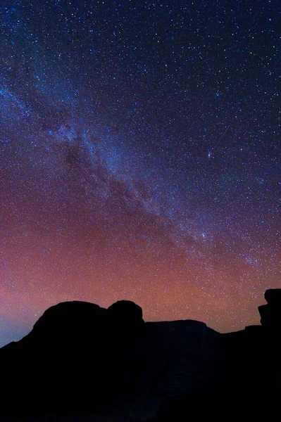 Milky Way Galaxy Stars Night Sky Mekong River Sam Pan — Stock Photo, Image