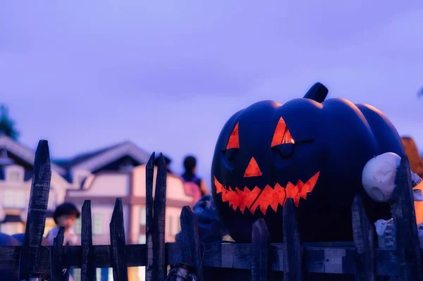 Decorazione Halloween Con Zucche Teschi — Foto Stock