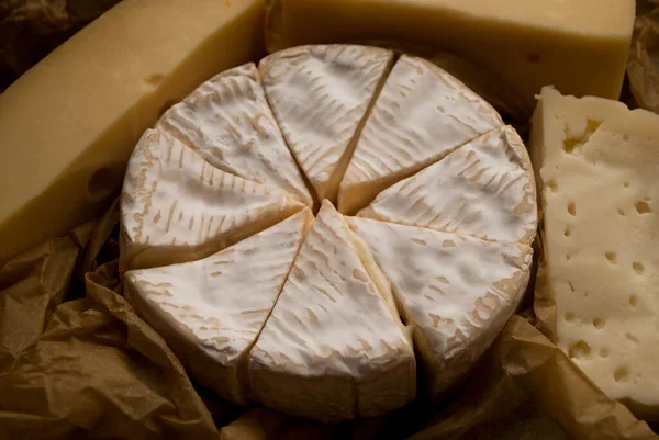 Different Types Cheese Close View — Foto Stock