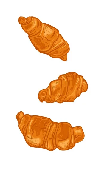 Ilustración Croissants Sobre Fondo Blanco Aislado Estilo Dibujo Mano Diseño — Vector de stock