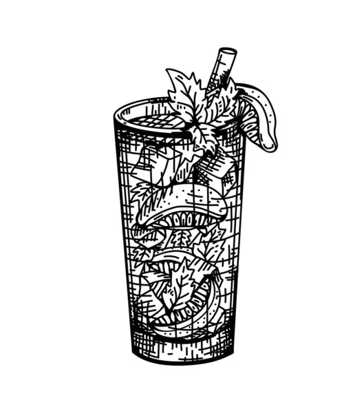 Mojito Ilustrasi Angin Untuk Bar Menu Restoran Koktail Dengan Kapur - Stok Vektor