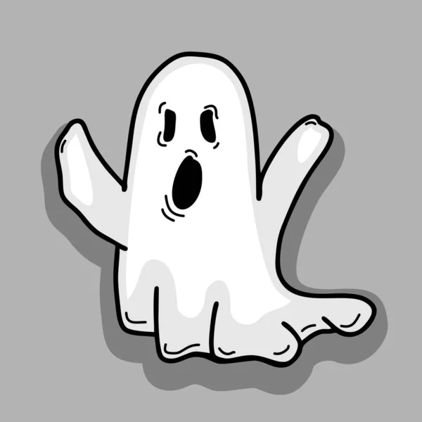 Ghost Vektor Illustration För Halloween Grå Bakgrund — Stock vektor