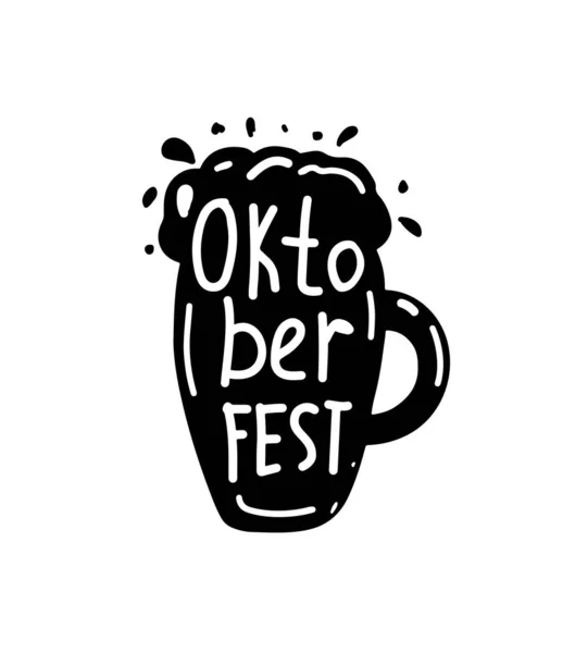 Oktoberfest Logo Silhouette Beer Mug Inscription — Stock Vector