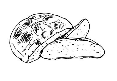 Elle çizilmiş ekmek, vektör çizimi.