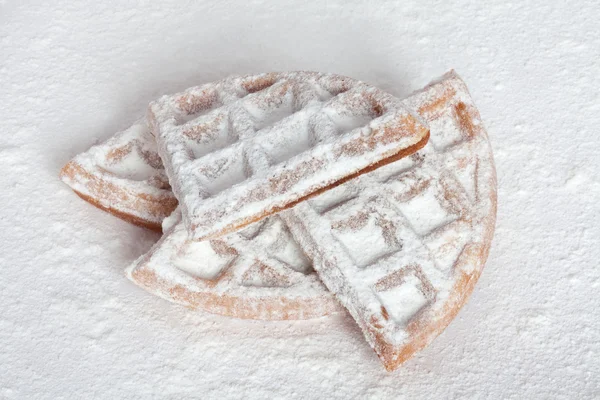 Waffles em açúcar em pó — Fotografia de Stock
