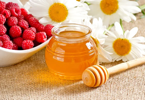 Honey and raspberry — Stock Photo, Image