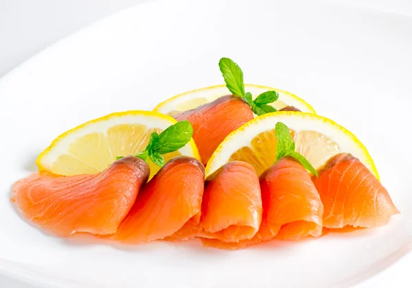 Sliced salted salmon served — Stock Photo, Image