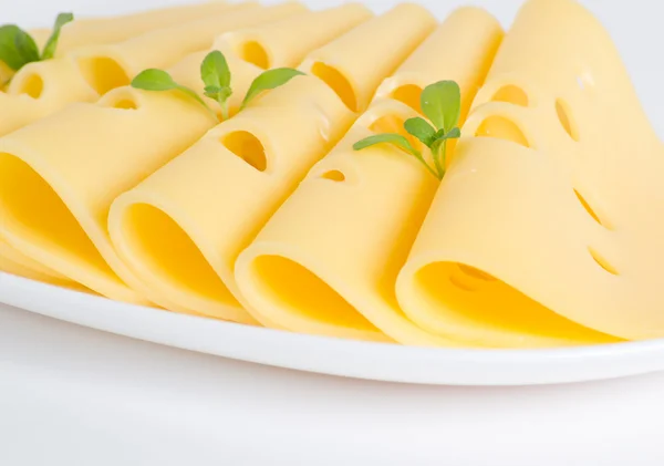 Cheese with mint leaves — Stock Photo, Image