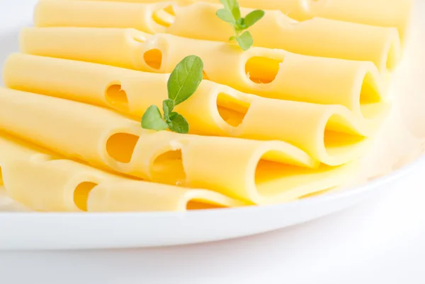 Cheese with mint leaves — Stock Photo, Image