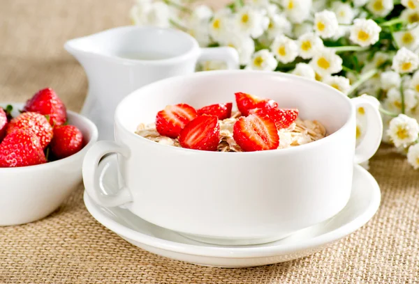 Harina de avena con fresas —  Fotos de Stock