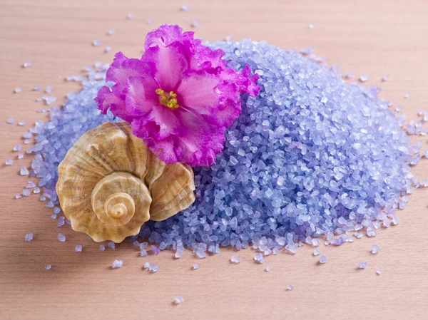 Sea salt and flowers — Stock Photo, Image