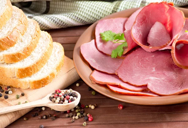 Pork, bread and spices — Stock Photo, Image