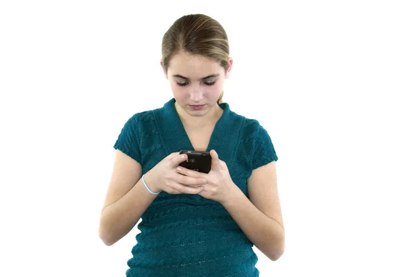 Young Female with Cell Phone Isolated — Stock Photo, Image