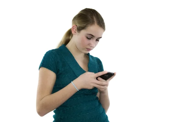 Young Female with Cell Phone Isolated — Stock Photo, Image