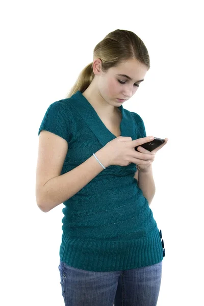Young Female with Cell Phone Isolated — Stock Photo, Image