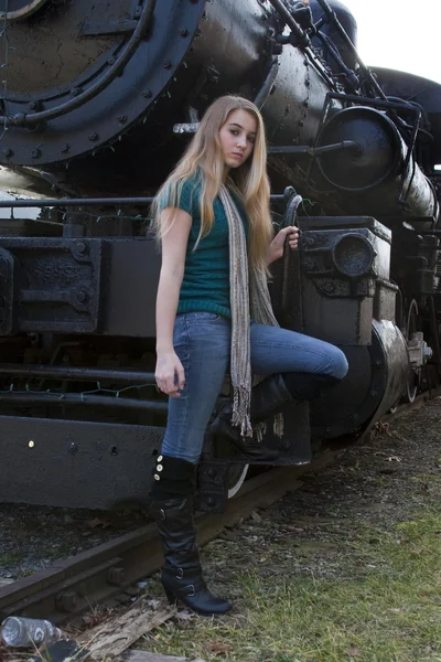 Young Teen Lifestyle Model on Train — Stock Photo, Image