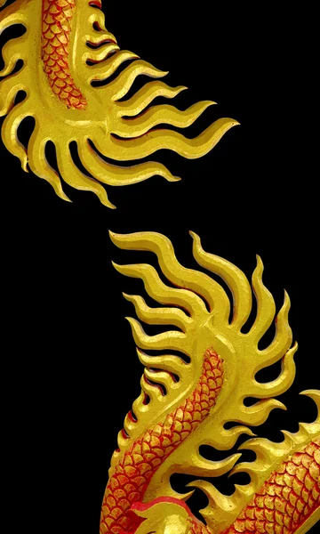 Golden Chinese dragon on black background — Stock Photo, Image