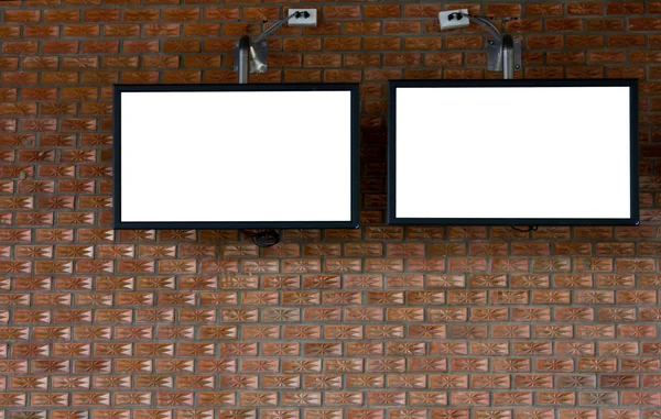 Faux boyalı ve dokulu taş duvar ile lcd tv — Stok fotoğraf