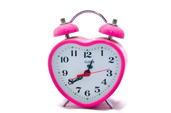 Reloj despertador rosa de San Valentín - en forma de corazón — Foto de Stock